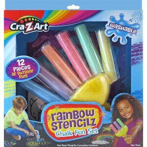 Cra-Z-Art Rainbow Stencilz 12 Piece Set Chalk Rake Summer Fun Sidewalk